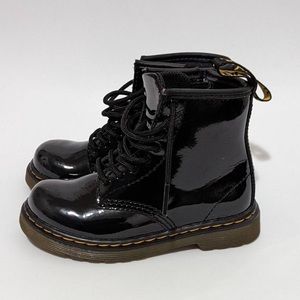 Pre-Loved Dr.Martens 1460 Toddler Patent Leather Lace Boots. Size 8